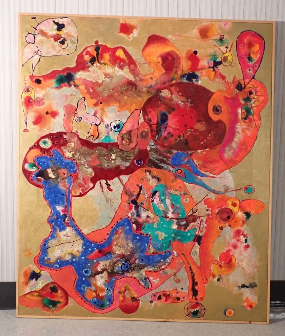 Fran Bull Acrylic On Canvas Painting: "Sofia Voyages, Familiar Strangeness", signed and titled en verso, 61" x 51"