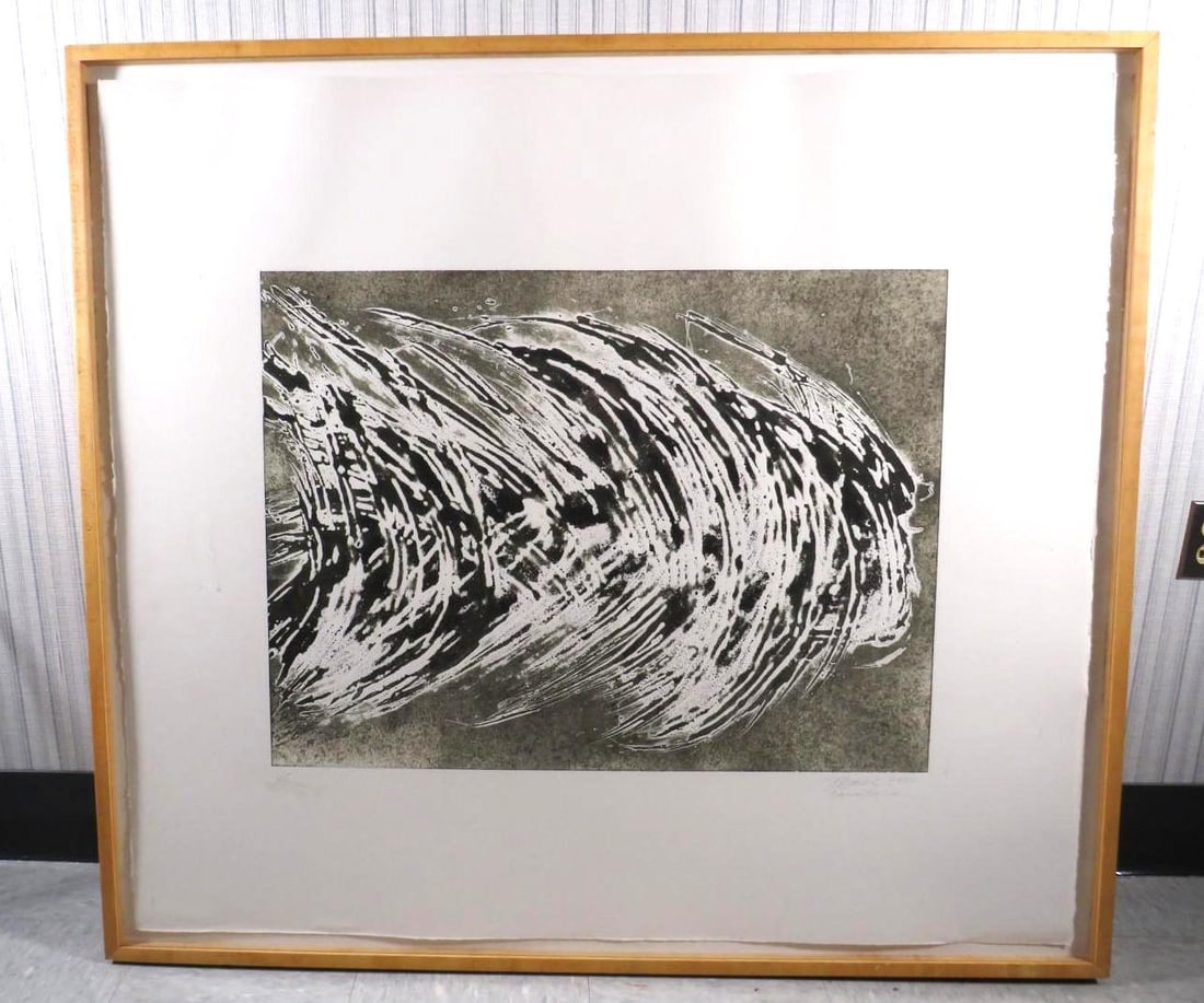 Fran Bull Print on Pressed Paper: "Avui", 1/15, signed lower right, 2001 Barcelona, 46 1/2" x 52" framed