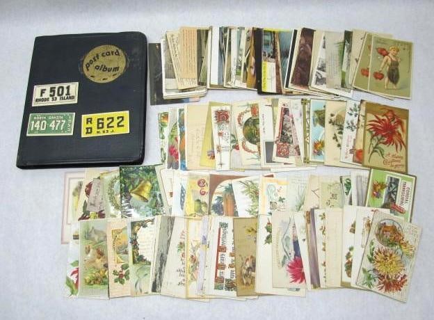 Antique Holiday Postcards & Album: Christmas, Thanksgiving, Easter, etc
