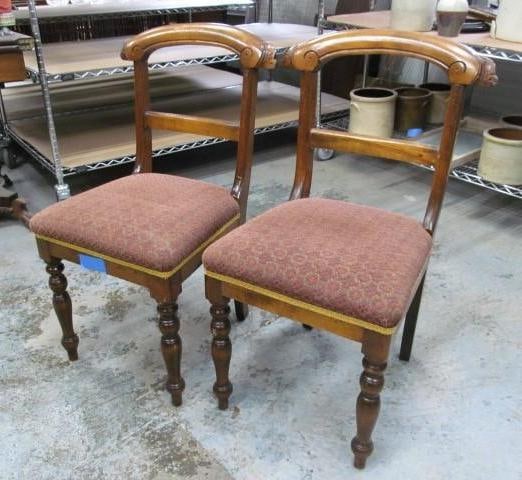 Pair Walnut Side Chairs: 33 tall