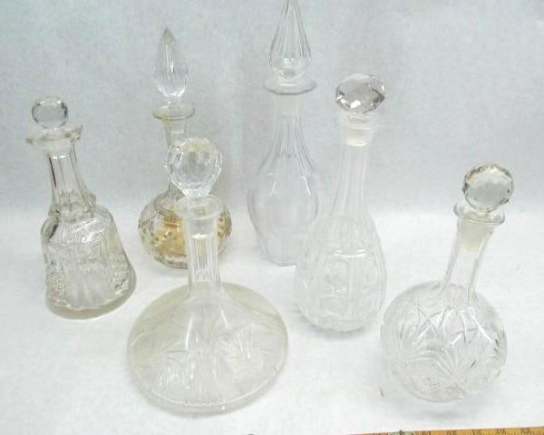 (6) Decanters: tallest 15"