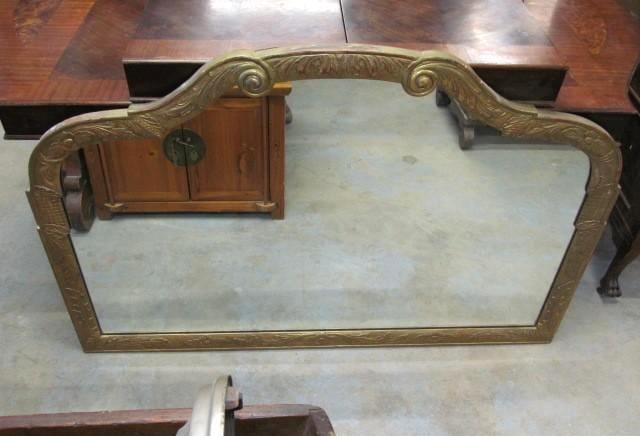 Carved Gold Plate Glass Mirror: 55 X 36