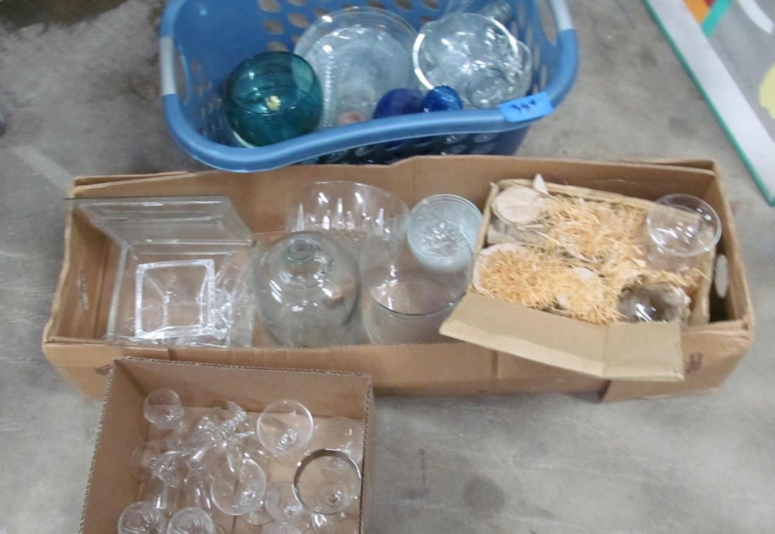 (3) Boxes of Glassware: .