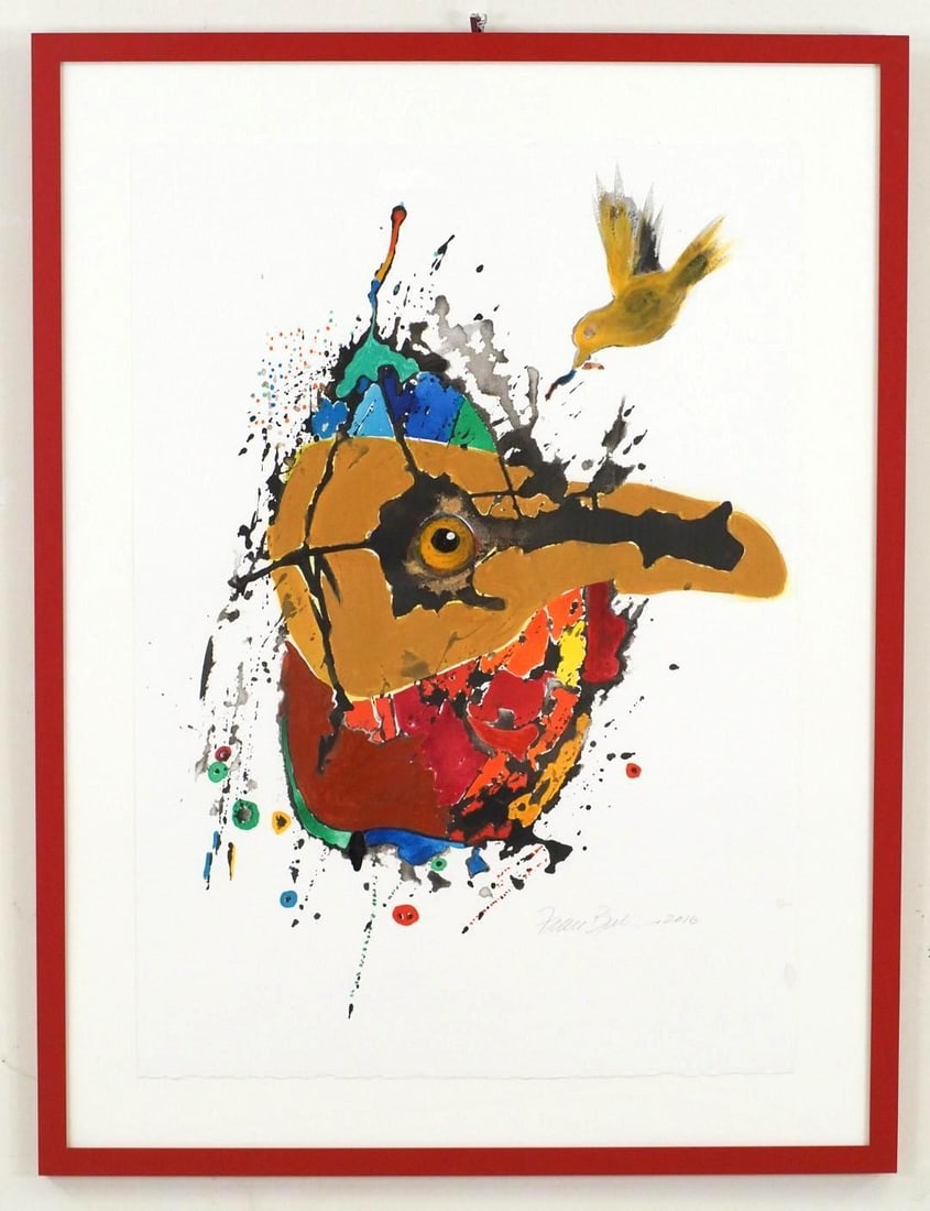 Fran Bull Acrylic On Arches Paper Painting: "Zanni", from Soul Clap Hands and Sing series, SLR, "Fran Bull 2016", 36" x 27 1/2" framed 