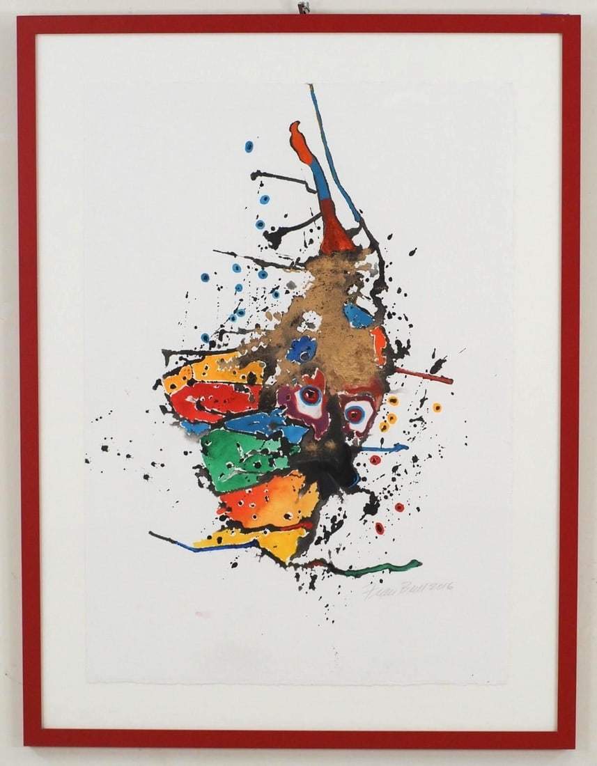 Fran Bull Acrylic On Arches Paper Painting: "Basos", from Soul Clap Hands and Sing series, SLR, "Fran Bull 2016", 36" x 27 1/2" framed 