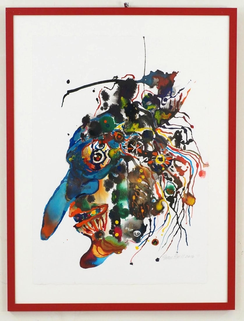 Fran Bull Acrylic On Arches Paper Painting: "In the fire of this union", from Soul Clap Hands and Sing series, SLR, "Fran Bull 2016", 36" x 27 1/2" framed 