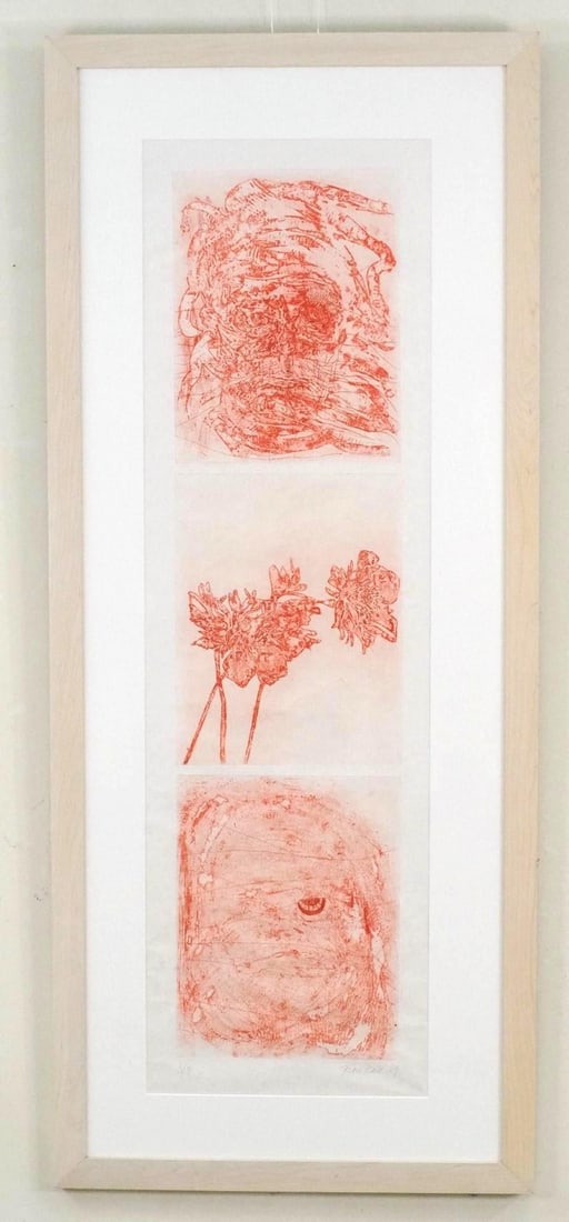 Fran Bull Print on Artist Paper: "Prayers 4", 1/9, SLR, "Fran Bull '09", 63" x 26 1/2" Framed 