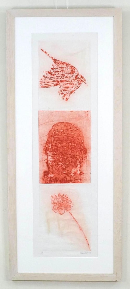 Fran Bull Print on Artist Paper: "Prayers 6", 1/9 SLR, "Fran Bull '09", 63" x 26 1/2" Framed 