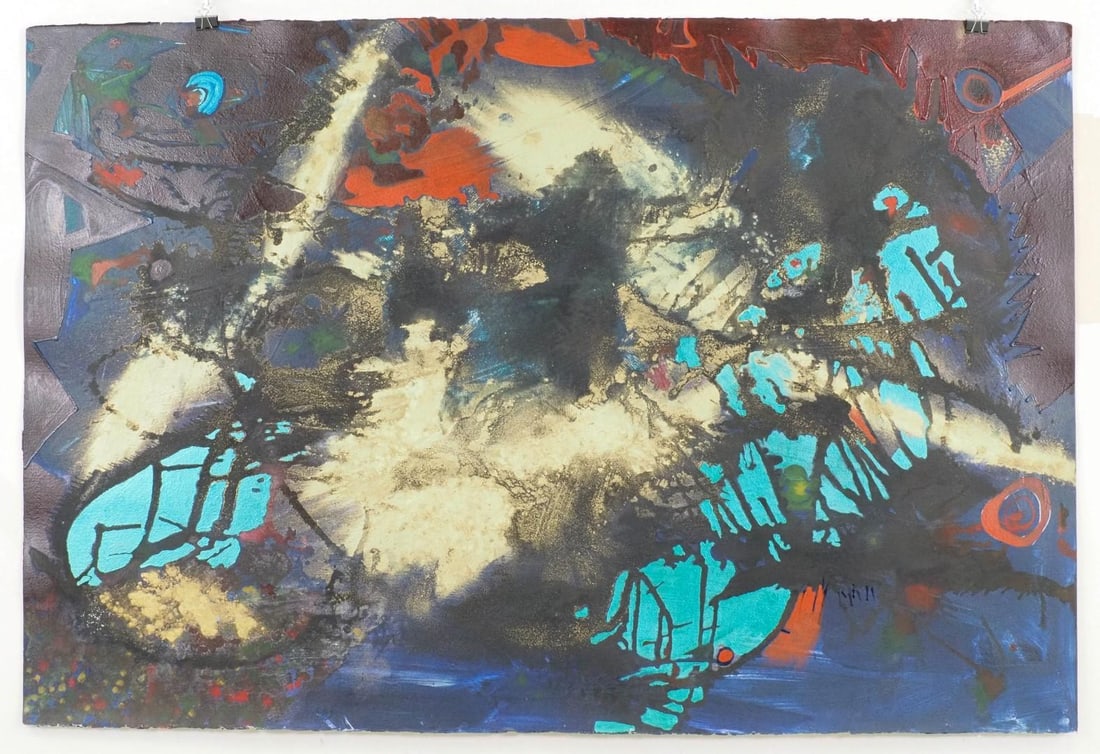 Fran Bull Acrylic on Pressed Paper Painting: Unsigned, 60" x 40" 