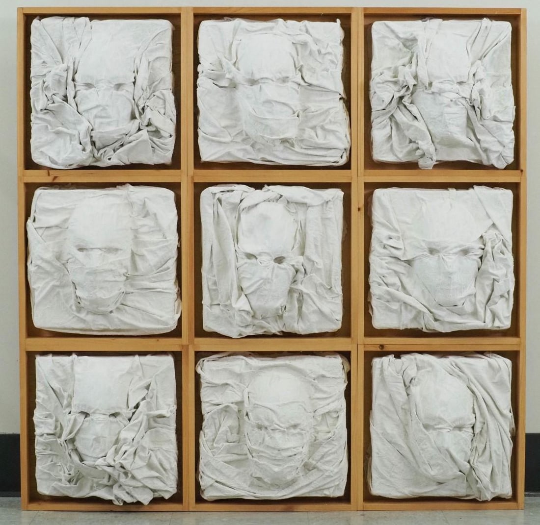 Fran Bull Plaster Cloth & Mixed Media Sculpture: "The Fallen Ones 15", 45" x 45" 