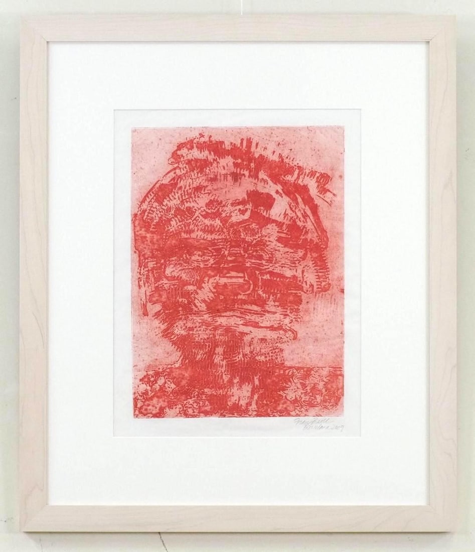 Fran Bull Print on Pressed Paper: "The Fallen Ones Red Variation 4", SLR, Fran Bull Barcelona 2009", 29" x 24 1/2" Framed 