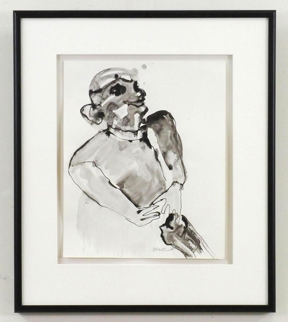 Fran Bull India Ink on Paper: SLR, "F Bull '88", 26" x 22 1/2" Framed