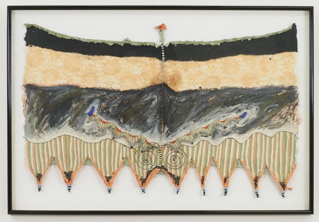 Carolyn Sheehan Mixed Media on Handmade Paper: unsigned, 30 1/4" x44" Framed 