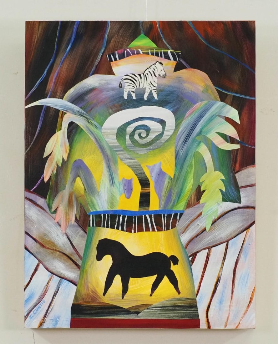 Joan Curtis Acrylic Collage on Panel - 3