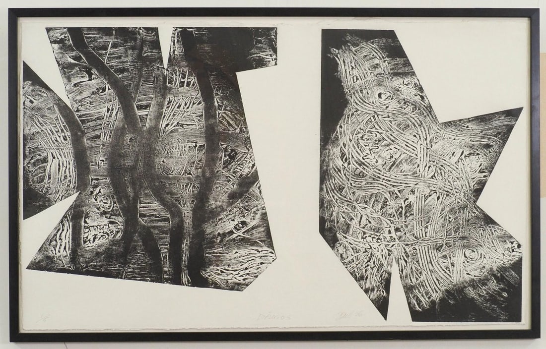 Fran Bull Print on Pressed Paper: "Dialogue 1", 1/5, SLR, "Di'alogos, F Bull '06", 26 1/2 x 41" Framed