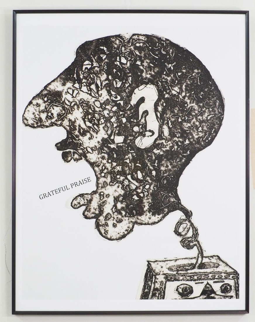 Fran Bull Enlarged Photo of Collage on Paper: "Grateful Praise" tagged en verso, ", 44 1/4" x 34 1/2" framed