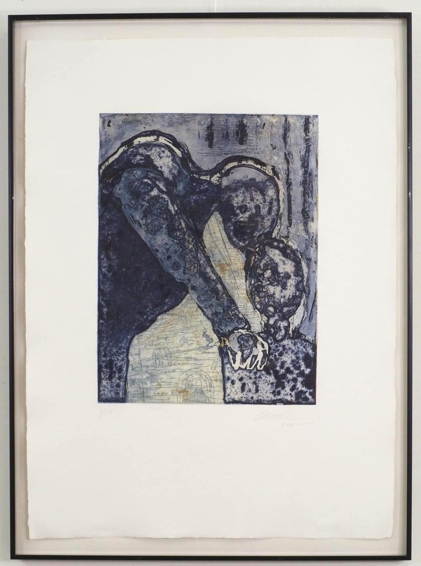 Fran Bull Print on Pressed Paper: "Off to School", 1/15, SLR "F Bull BCN 2001", 34 1/4" x 25 1/4" Framed