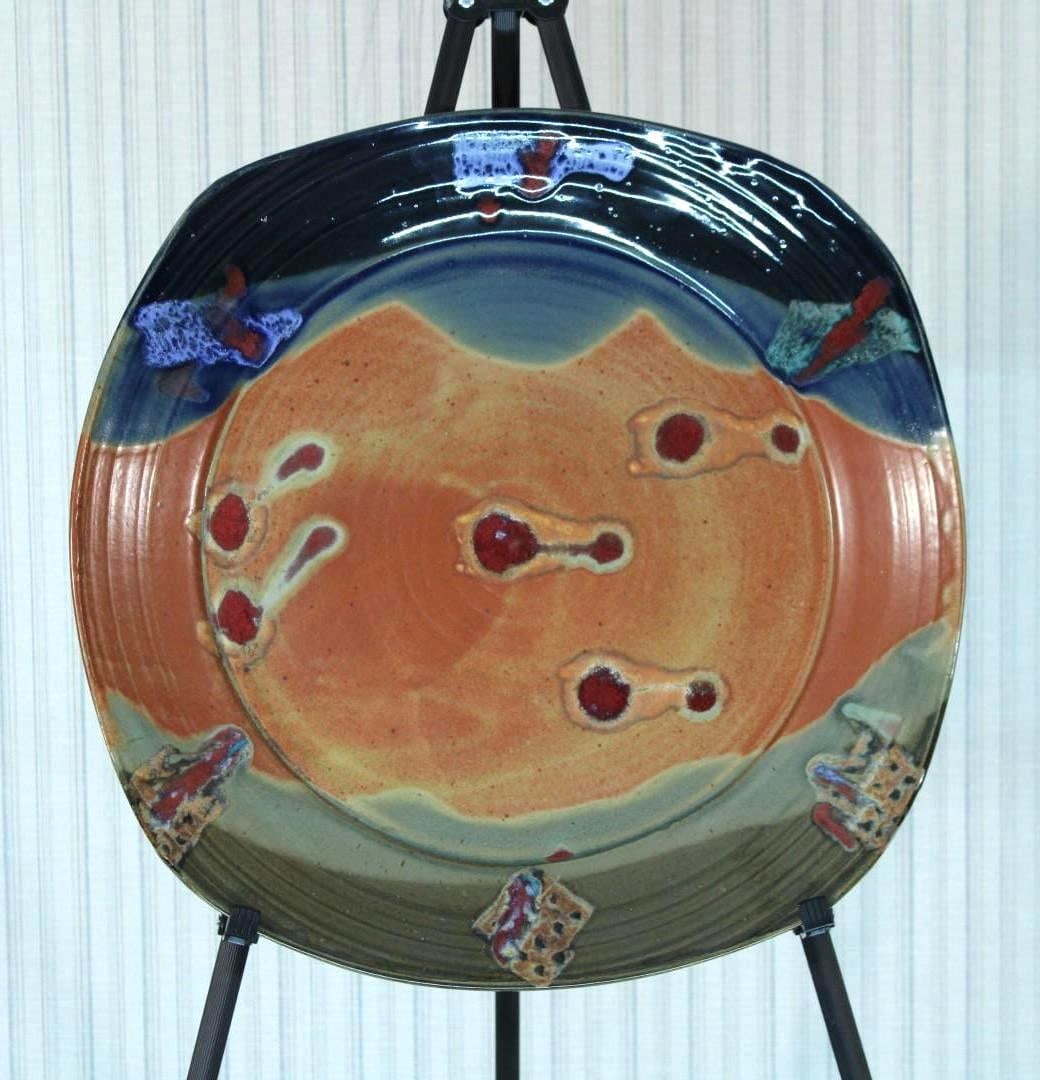 Large Handmade Glazed Pottery Charger (1 of 5)