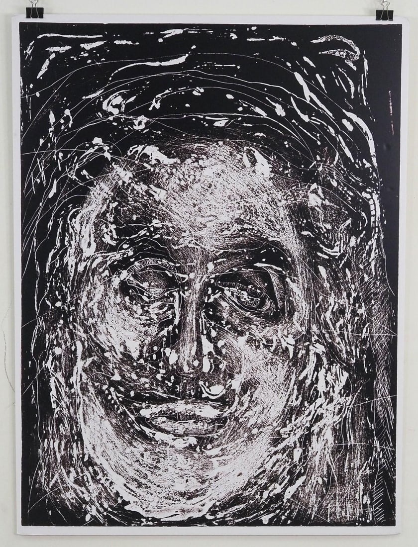 Photographic Reproduction on Foam Board: of Fran Bull Hearts & Minds Series Lithograph, 40" x 30" 