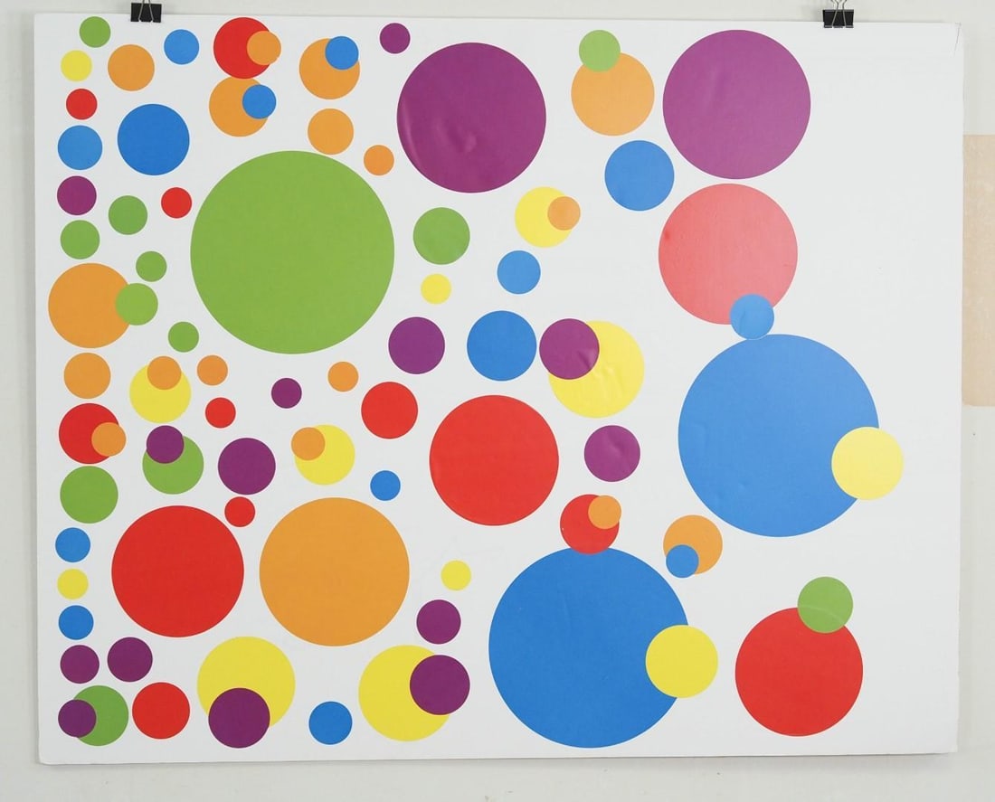 Fran Bull 2-Sided Stickers on Foam Board: 40" x 32", Some damage 