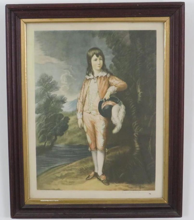 The Pink Boy Print on Paper: reproduction of Thomas Gainsborough's painting, 21"x17" framed 