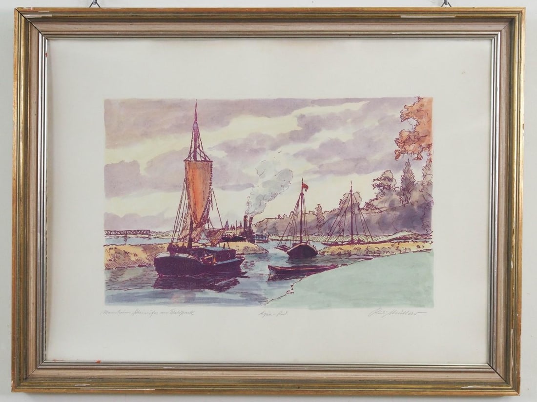 Rudi Mullers Watercolor Etching on Paper Painting - 3