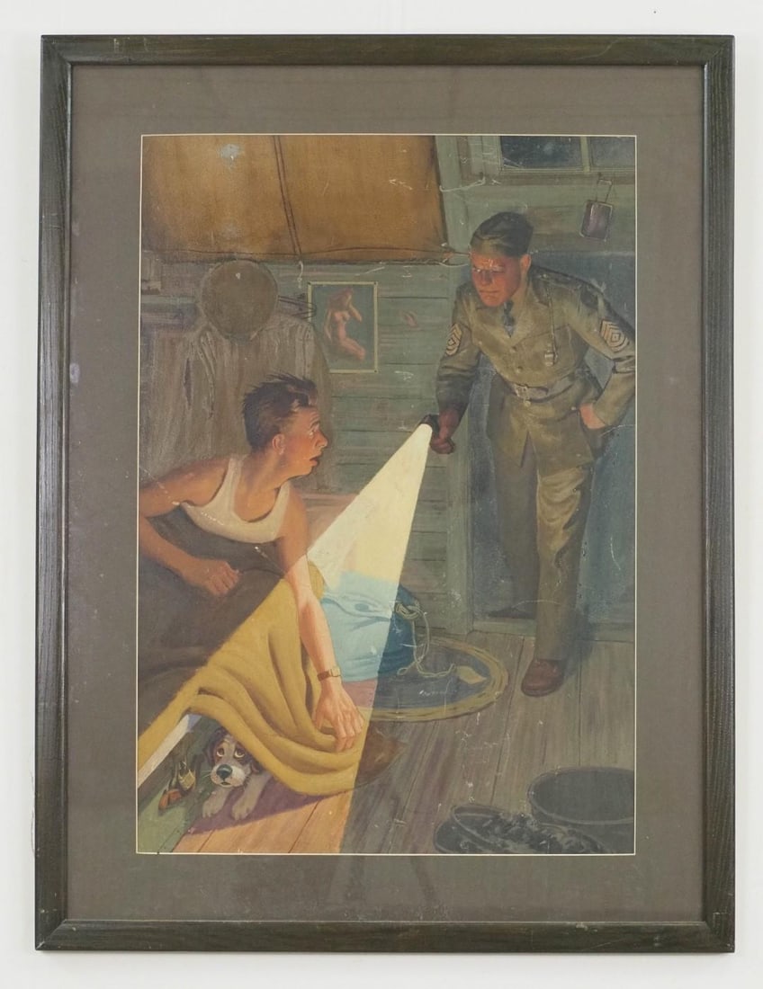 Oil on Masonite Painting: 37"x 28.25" framed, **Considerable Chipping 