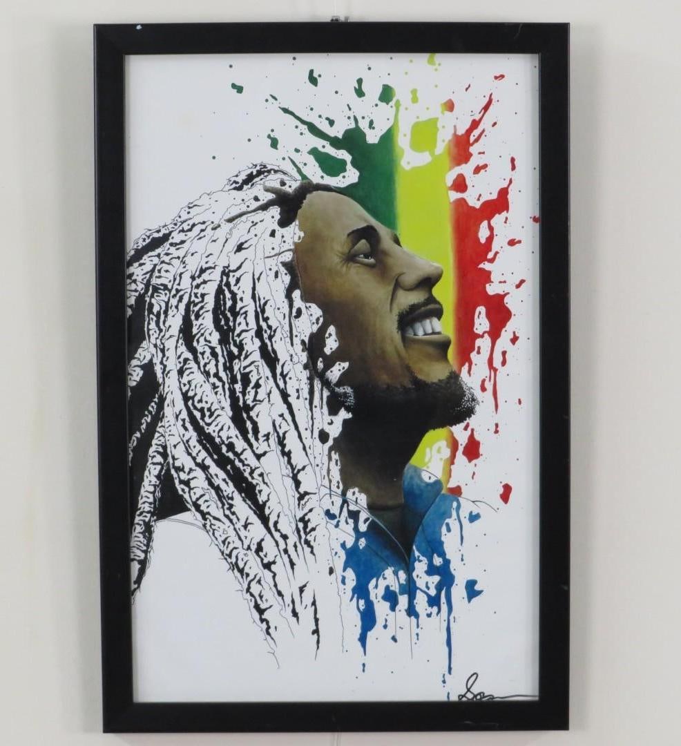 Sean Carlson Print of Bob Marley "Splatter" Portrait - 2