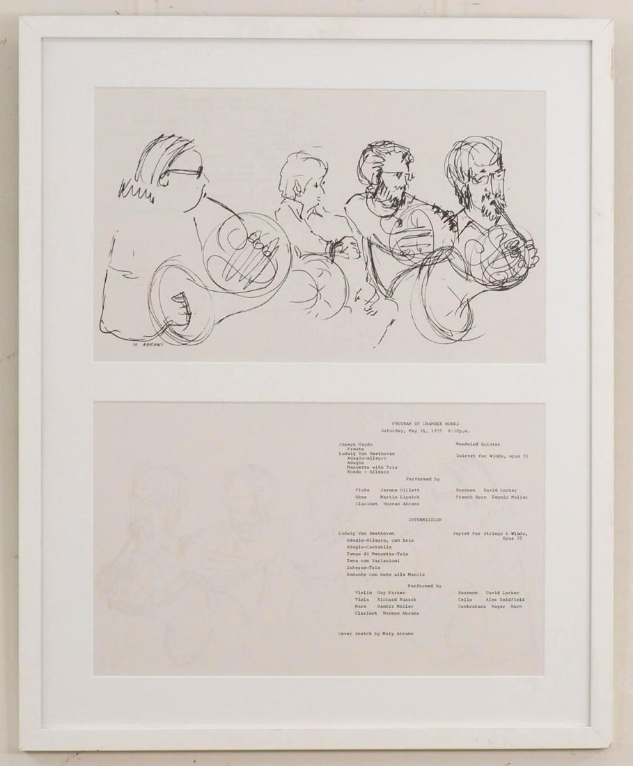 Mary Abrams Cover Sketch Print on Paper: SLL "Mary Abrams", 26.75"x21.75" framed 