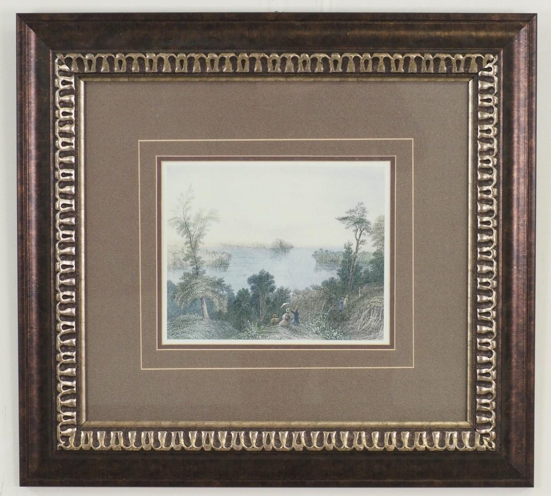 W.H Bartlett "Saratoga Lake" Print on Paper: 22"x 24" framed 