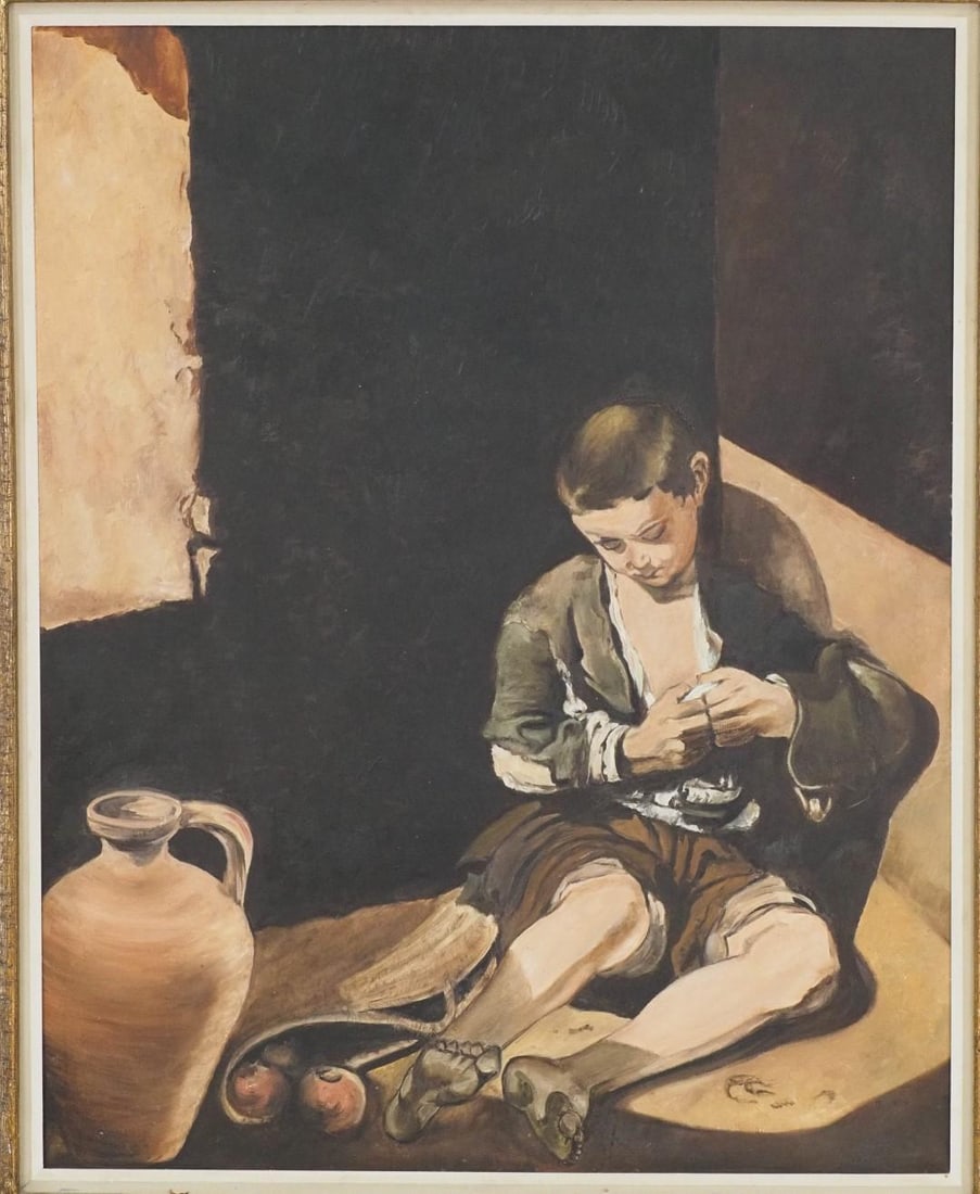 "The Young Beggar" Acrylic on Canvas Painting - 3