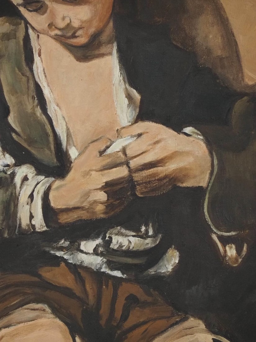 "The Young Beggar" Acrylic on Canvas Painting - 5