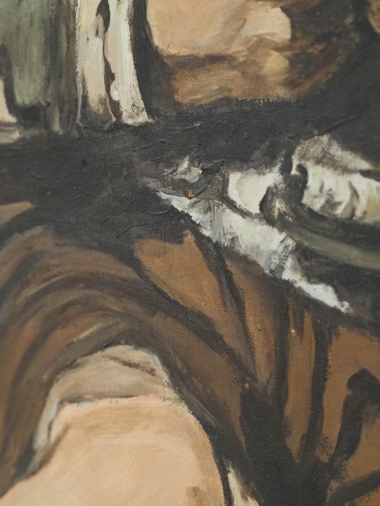 "The Young Beggar" Acrylic on Canvas Painting - 7