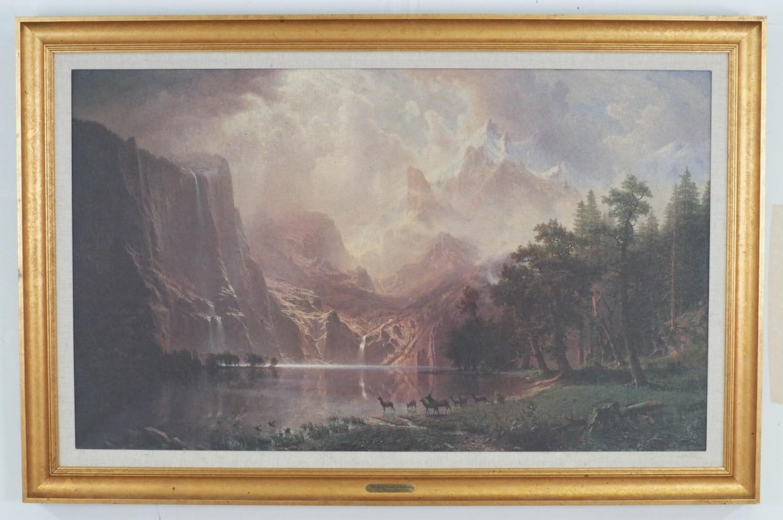 "The Sierra Nevada in California" Print on Canvas: reproduction of Albert BIerstadt's painting, 29"x44" framed 