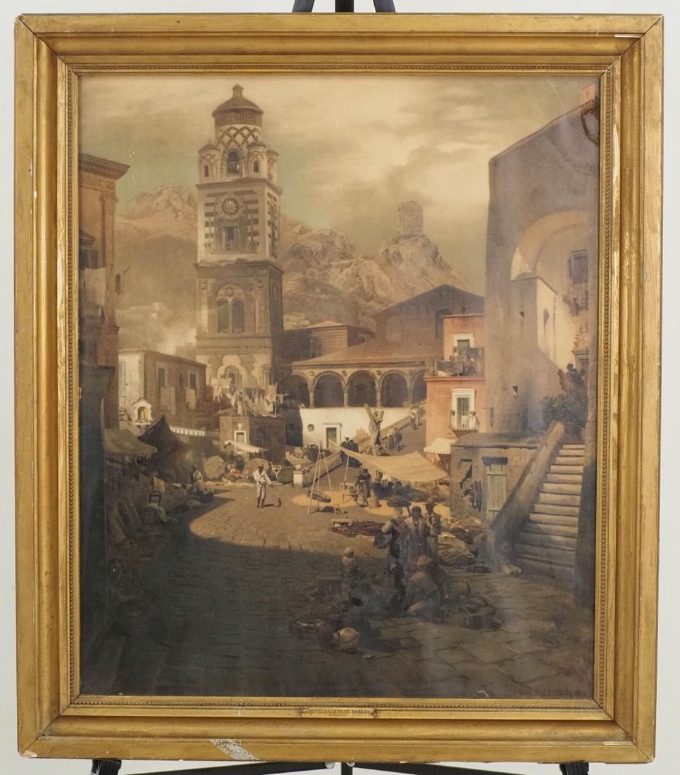 Oswald Achenbach "Market Square at the Amalfi Coast" Print - 2