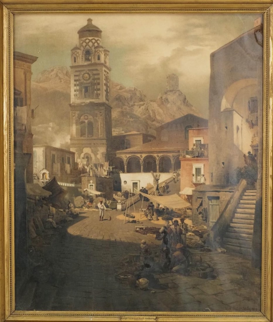 Oswald Achenbach "Market Square at the Amalfi Coast" Print - 3