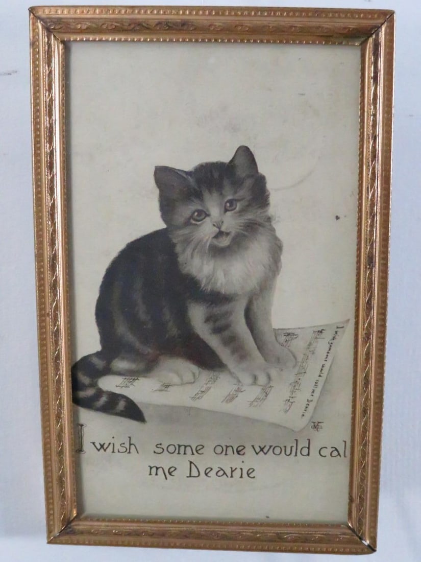 "I Wish Someone Would Call Me Dearie" Postcard: Colby's Pet Series No. 5464 Postcard, 5.75"x3.75" framed 