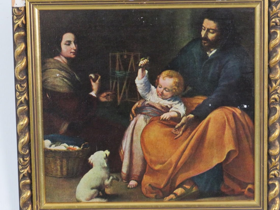 "The Holy Family with a Little Bird" Oliograph Reproduction - 2