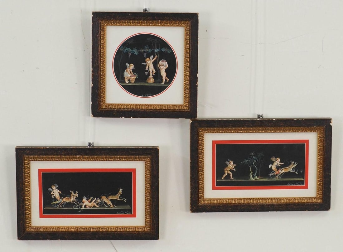(3) A. Nappo "Cherubs" Prints: (1) 8.5" x 8.5" framed; (2) 7.5" x 11.25" framed 