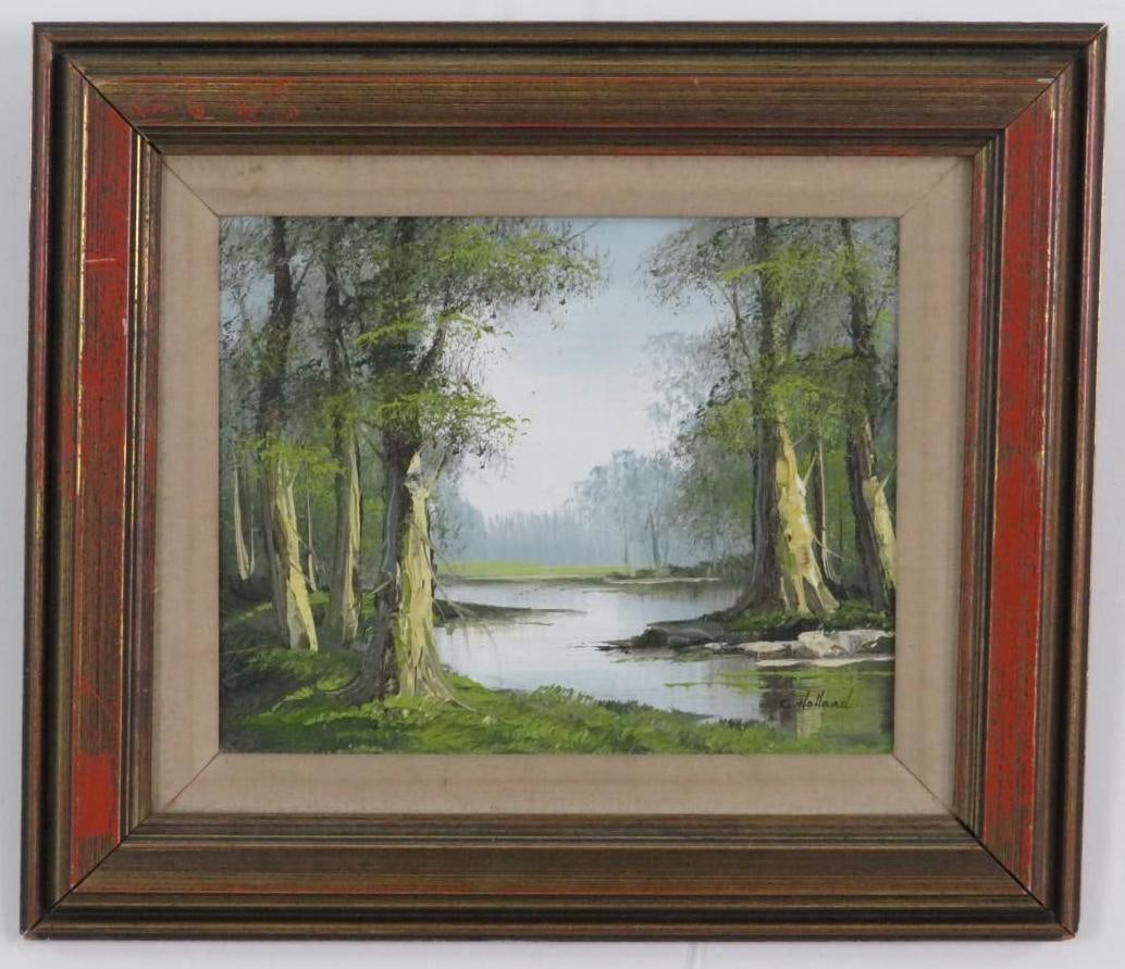 C. Holland Landscape Oil on Board Painting (1 of 4)
