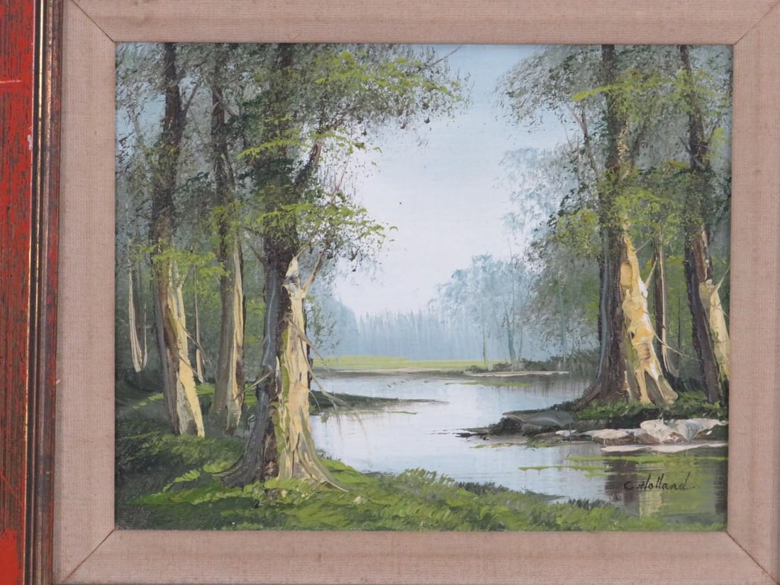C. Holland Landscape Oil on Board Painting - 2