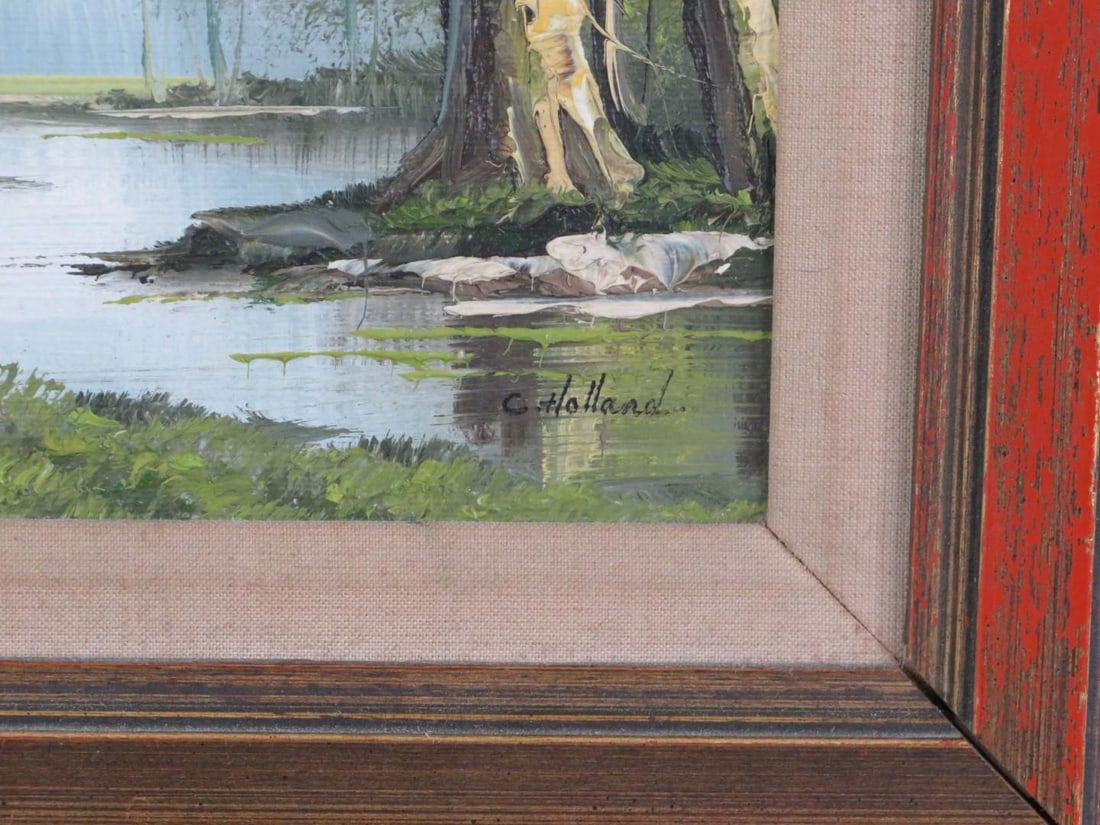 C. Holland Landscape Oil on Board Painting - 3