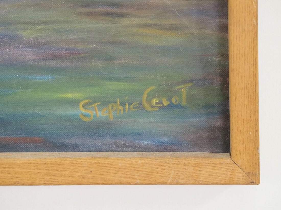 Stephanie Cecot "Fishermen" Oil on Canvas Board Painting - 4