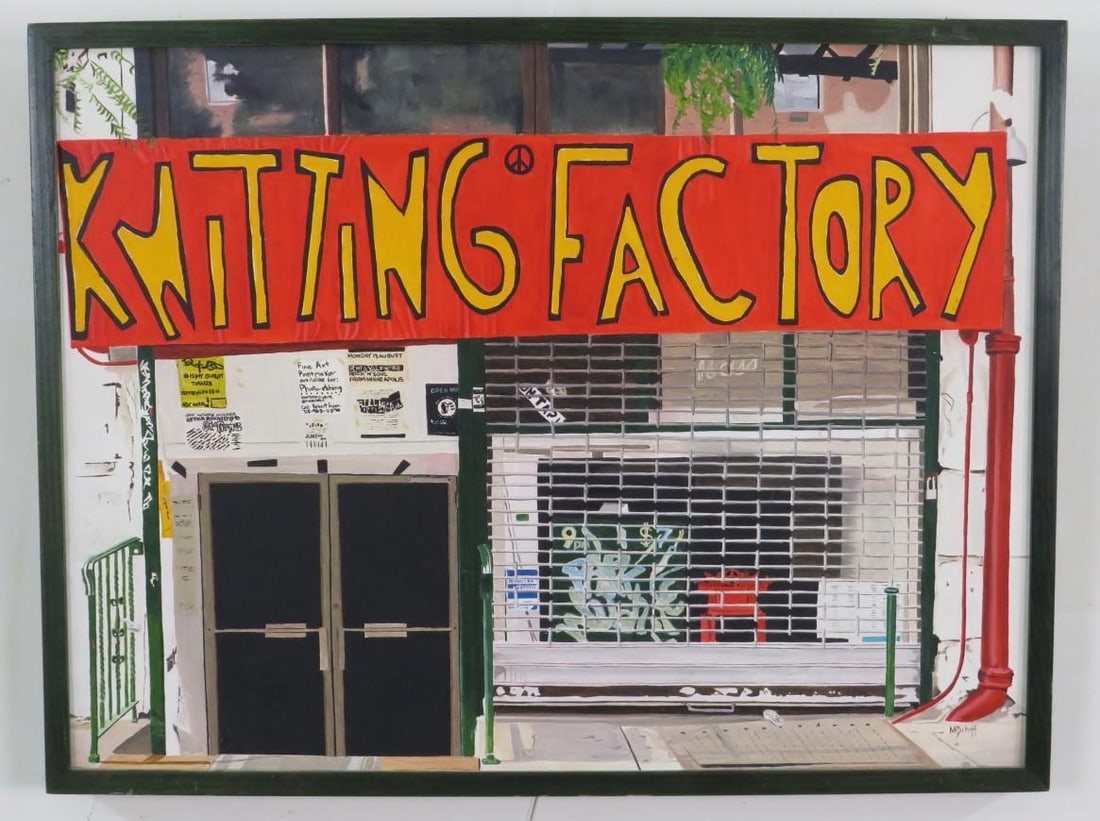 Mark Scheiff "Knitting Factory" Oil on Board Painting: SLR "MRSchiff"; 19" x 25" framed 