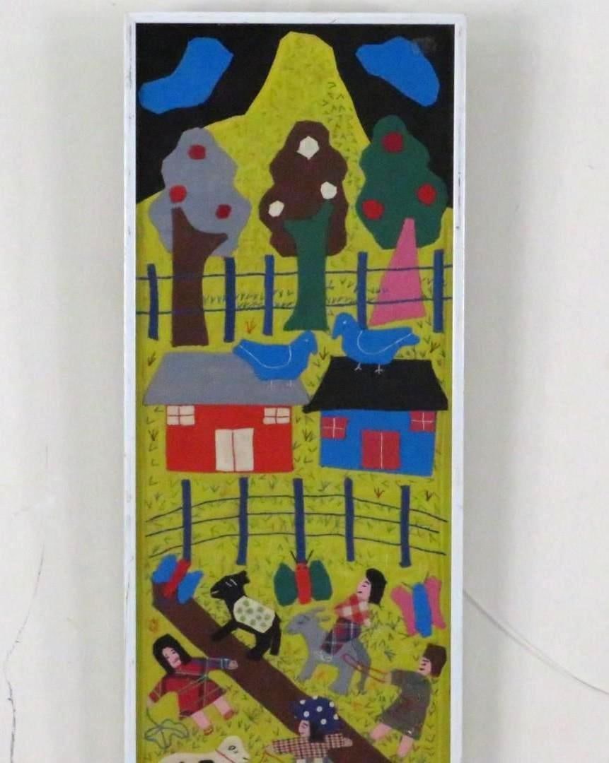 Cecilia Le Herrera Framed Embroidered Folk Art Quilt - 4