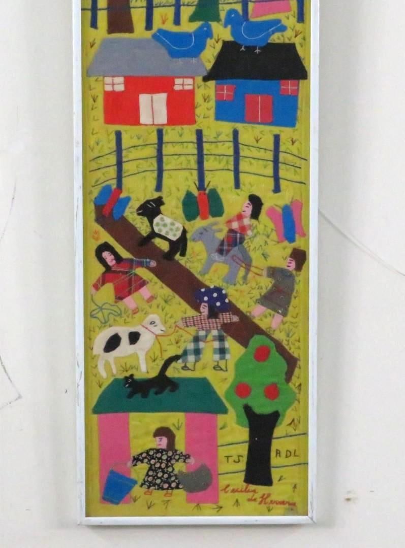 Cecilia Le Herrera Framed Embroidered Folk Art Quilt - 5