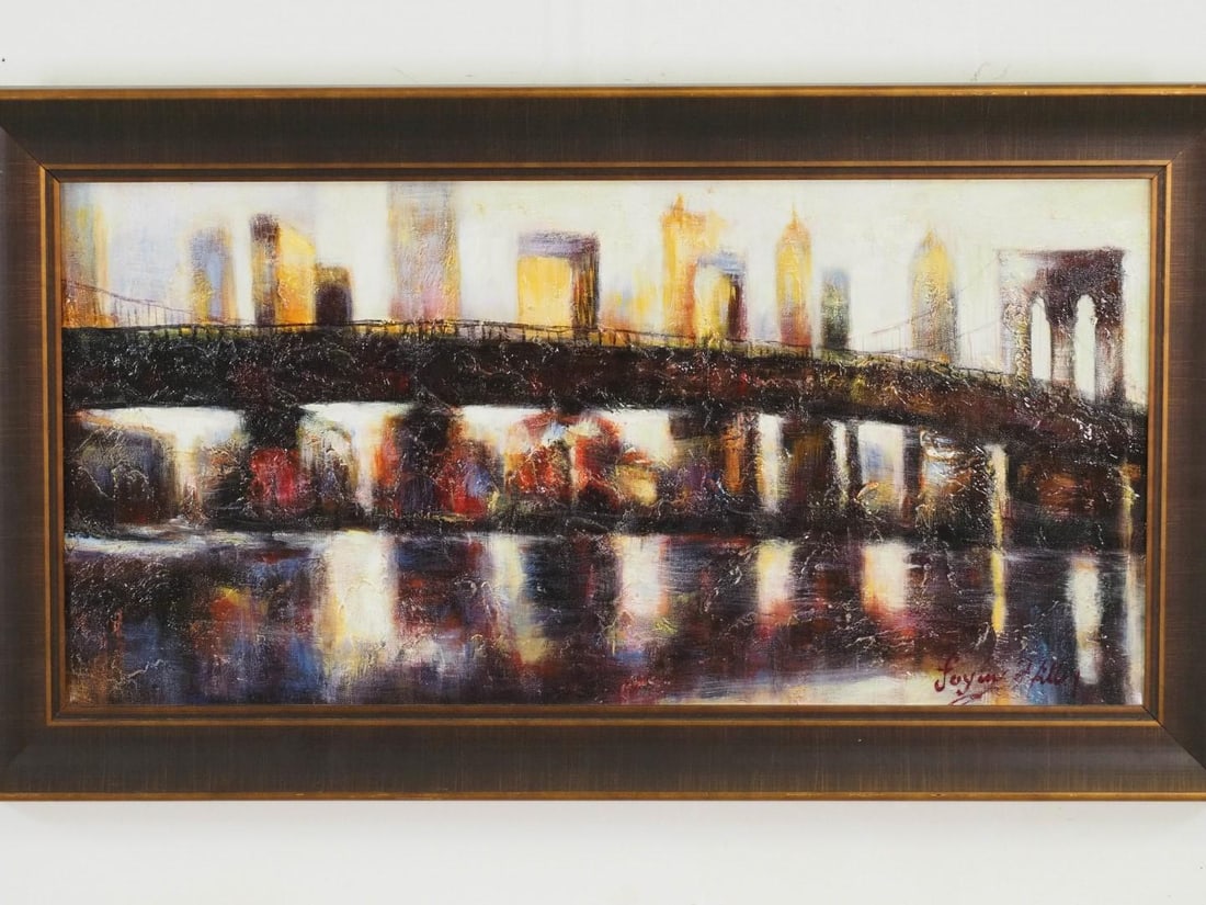 "Brooklyn Bridge" Oil on Canvas Painting - 3