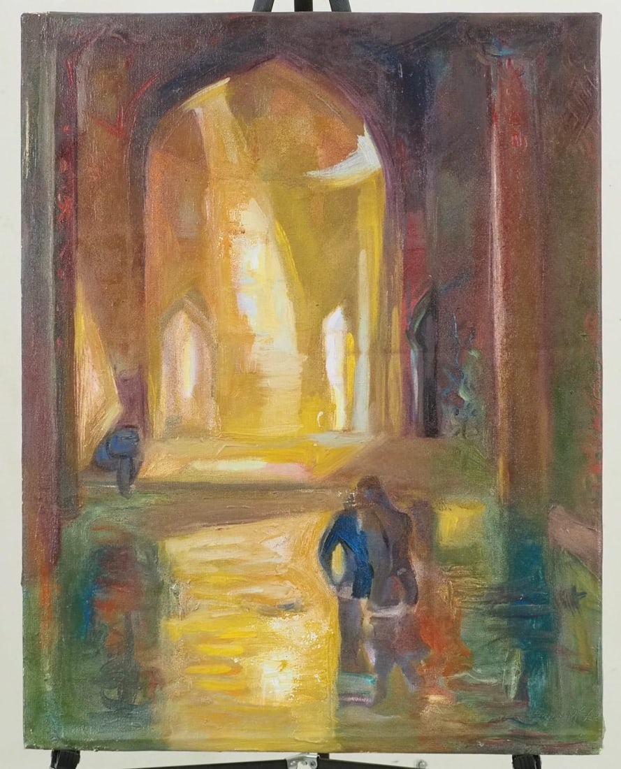 Bryan McFarlane "Turkish Bath" Oil on Canvas: SLR "Bryan McFarlane", ca. 1998, 28" x 22" 