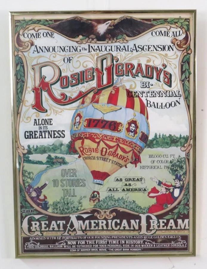 "Rosie O'Grady's Bi-Centennial Balloon" Poster: 23" x 17" framed 