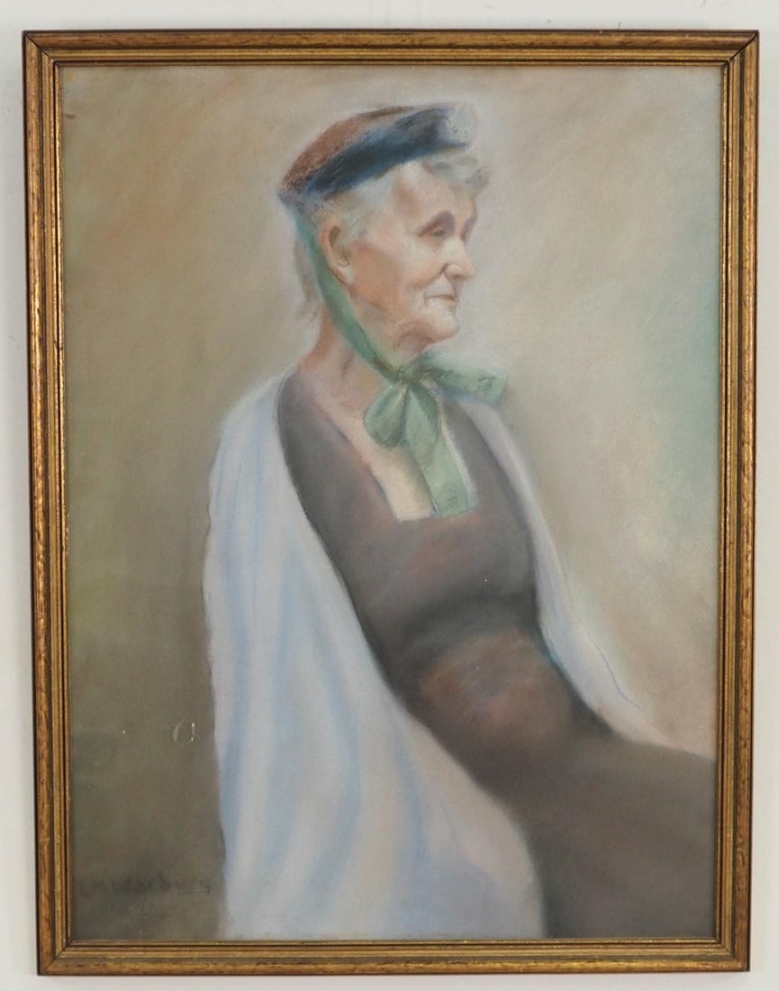 Pastel Portrait on Paper: SLL "L. M. Warburg 1941", 25 1/2 x 19.5" 